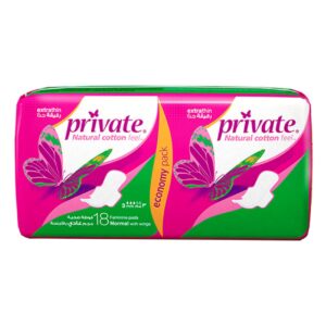 Private Extra Thin Normal with wings economy pack of 18 pads