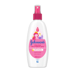 Johnson's Shiny Drops Kids Conditioner Spray 200 ml on white background