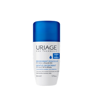 Uriage Gentle Deodorant roll-on 50 ml on white background
