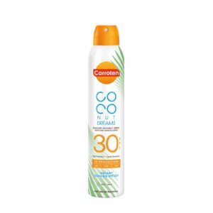 Carroten Coconut Dreams Suncare spray SPF30 200ml on clean white background