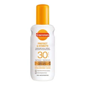 Carroten Protect & Hydrate Sun Care Milk Spray SPF30 200ml on clean white background