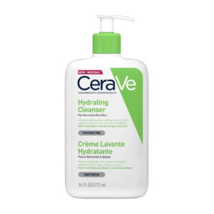CeraVe Hydrating Cleanser 473 ml full bottle on white background